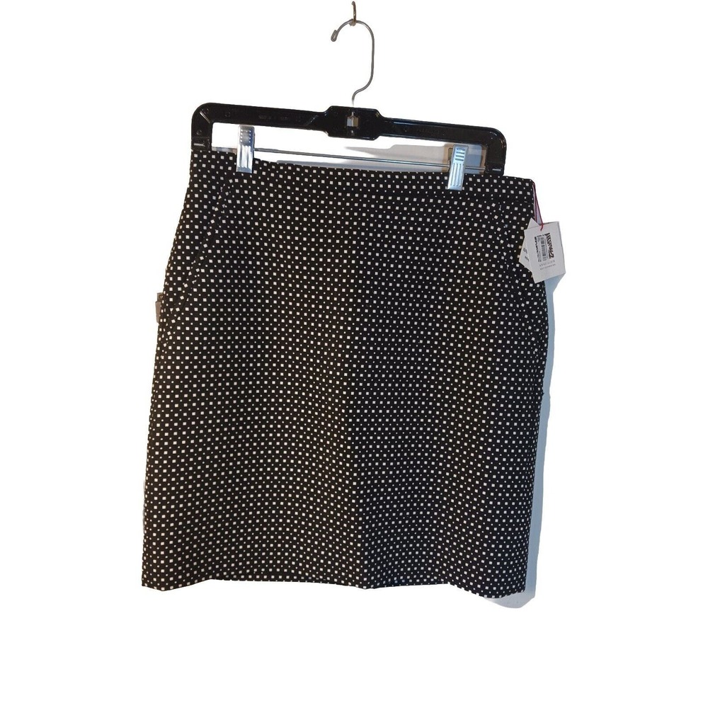 NEW Anne Klein Straight Pencil Skirt Stretchy Black White Size 6 NWT